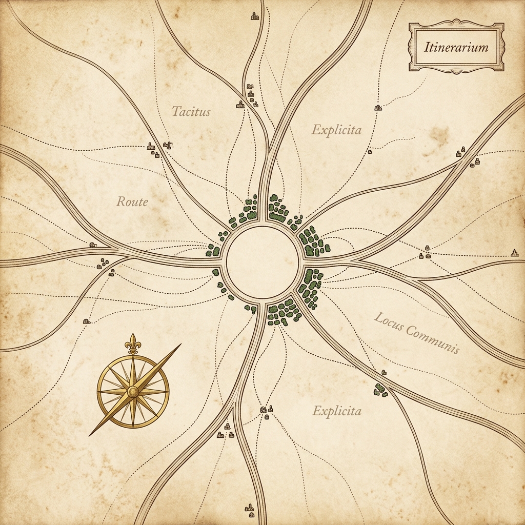 Itinerarium — antique portolan trade-route map of knowledge sharing paths